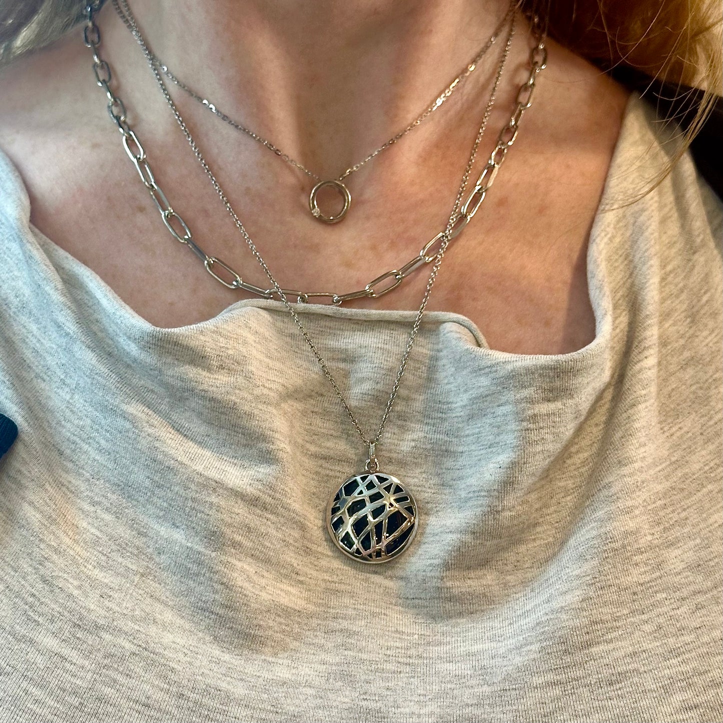 Cross Hatch Onyx Pendant