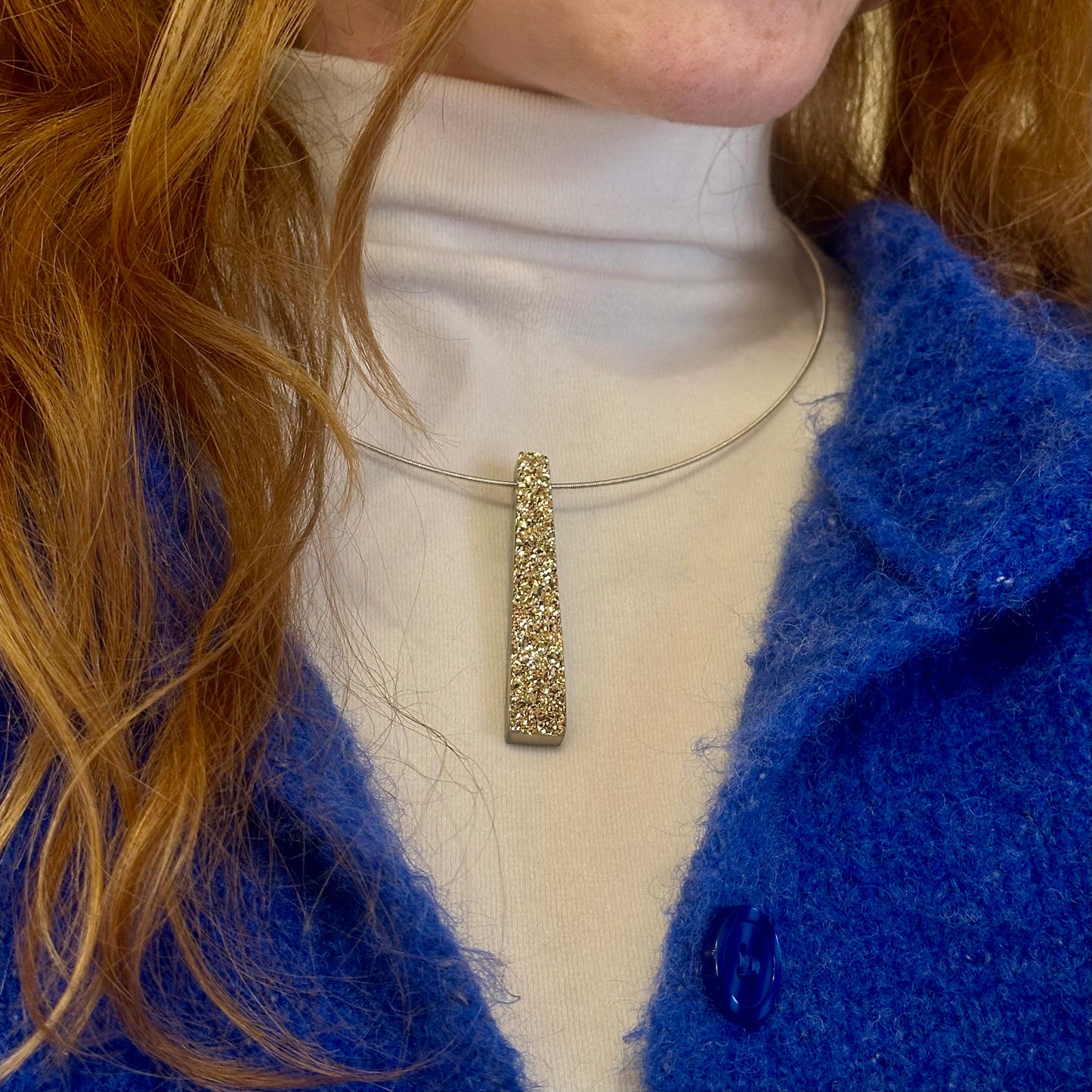 18k Gold Plated Druzy Pendant