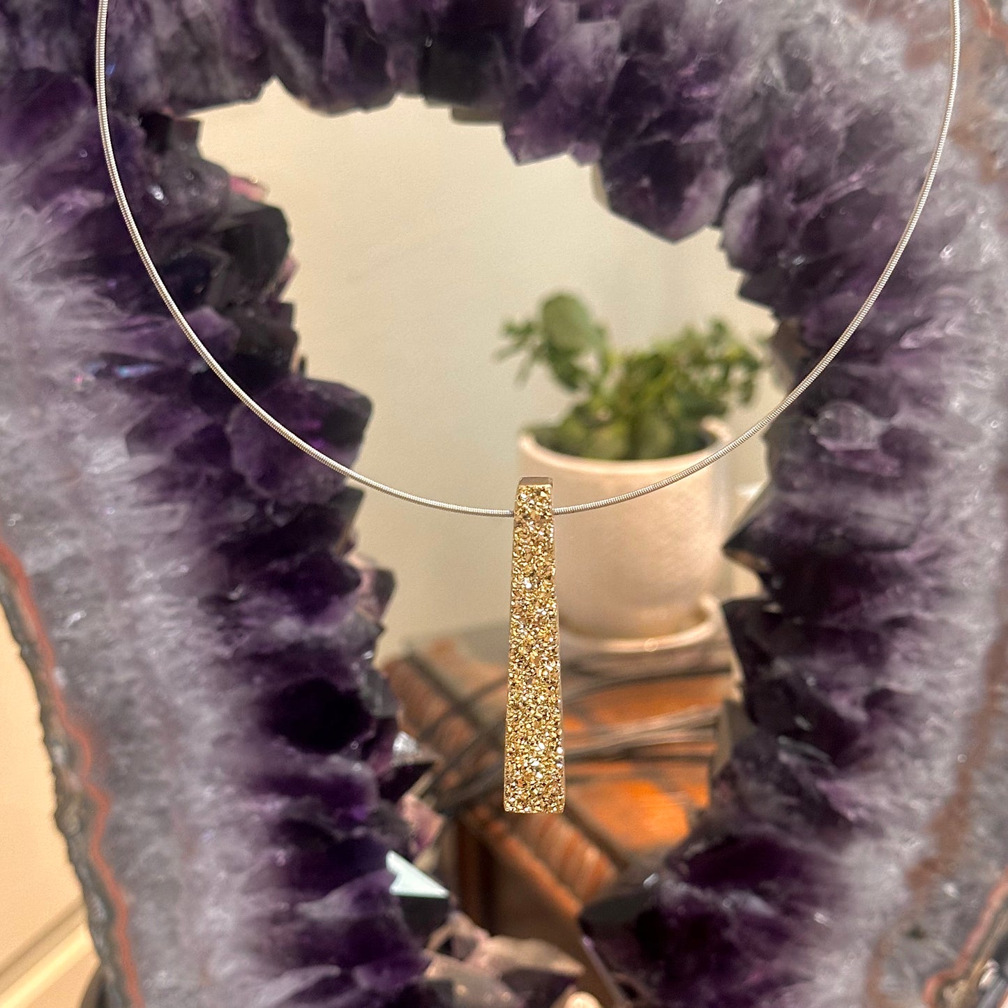 18k Gold Plated Druzy Pendant