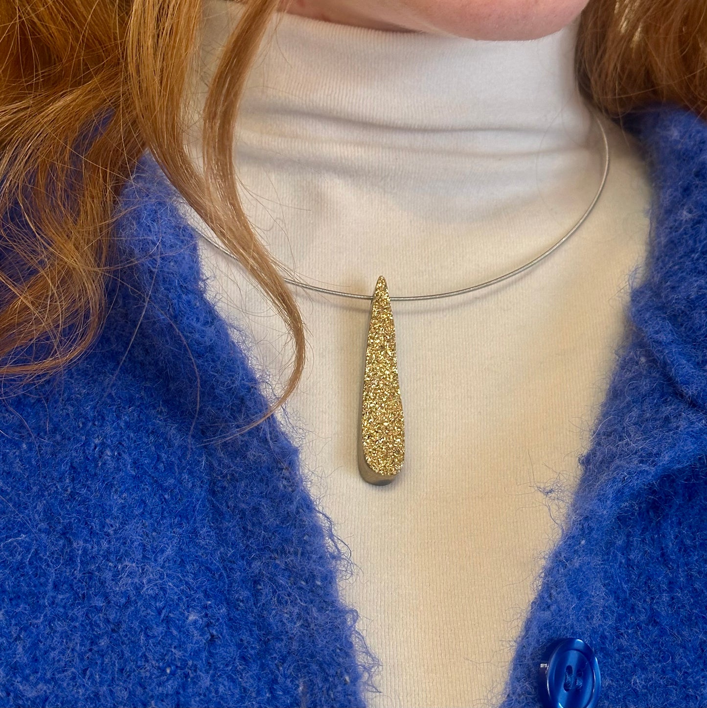 18k Gold Plated Druzy Pendant