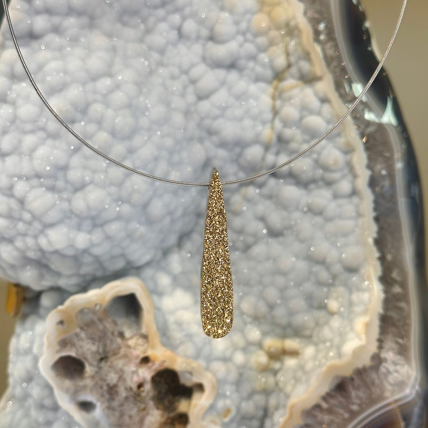 18k Gold Plated Druzy Pendant