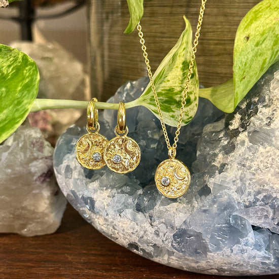 "Luna" Celestial Dangle Hoop Earrings