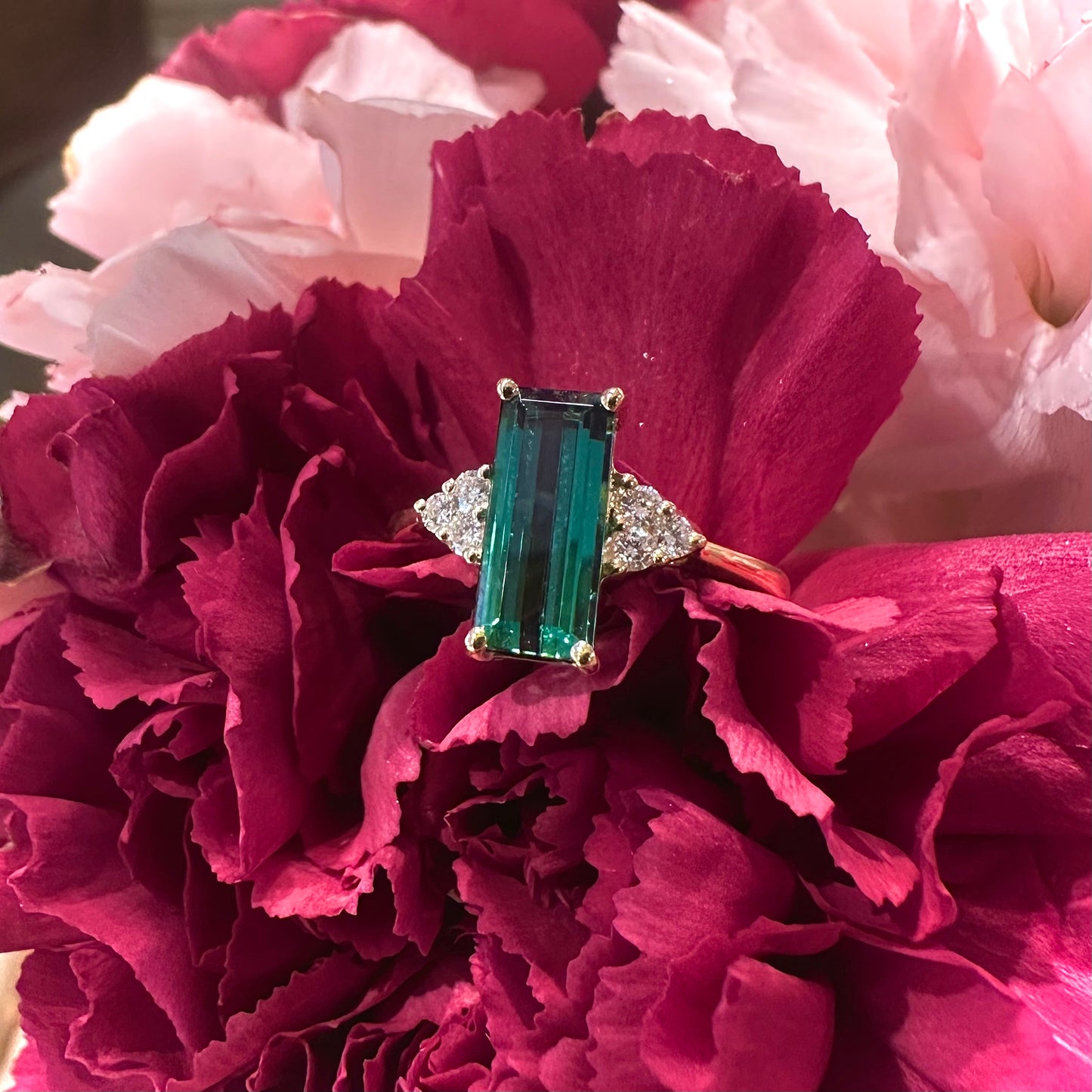 Baguette Green Tourmaline Ring