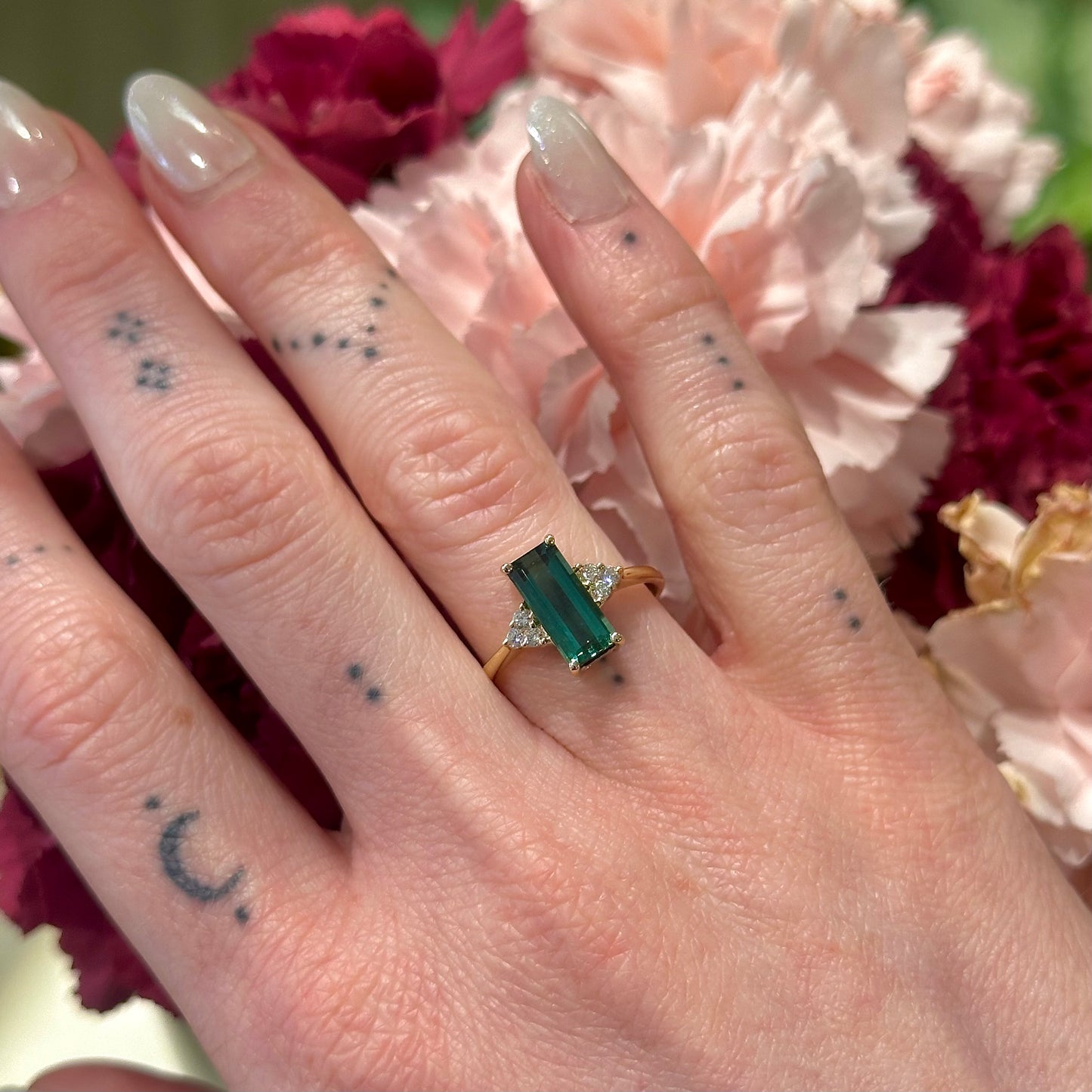Baguette Green Tourmaline Ring