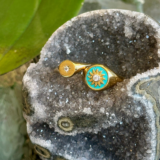 Gold Plated Turquoise Sunburst Ring
