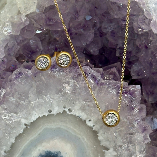 Matte Pavé Circle Studs