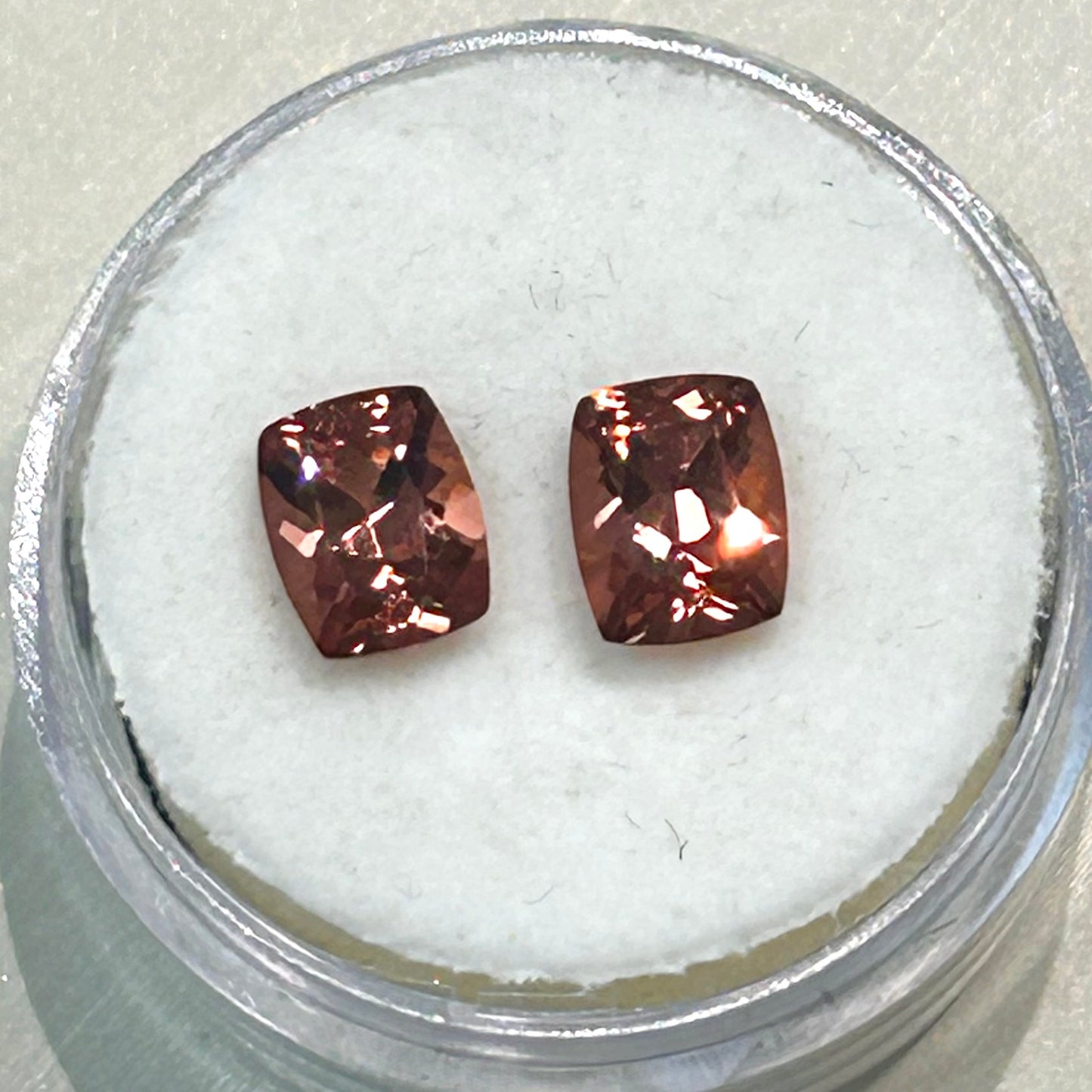 Peach Cushion Garnet Pair