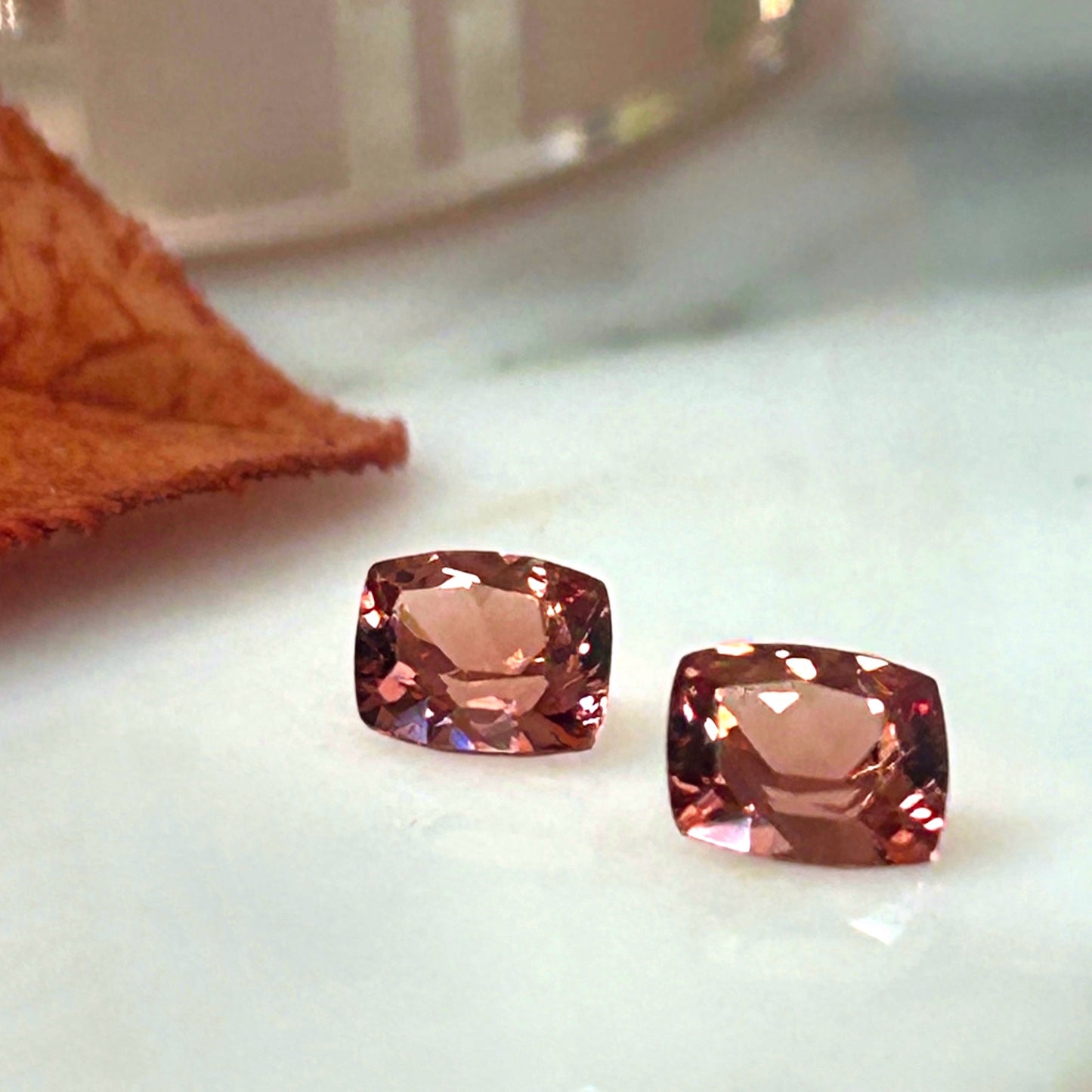 Peach Cushion Garnet Pair