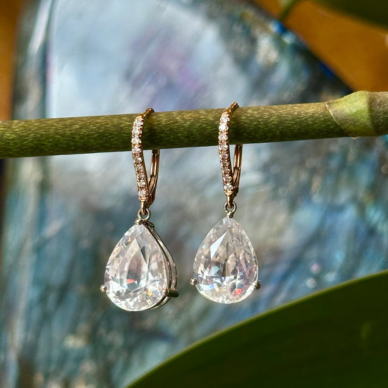 White Zircon and Diamond Dangles
