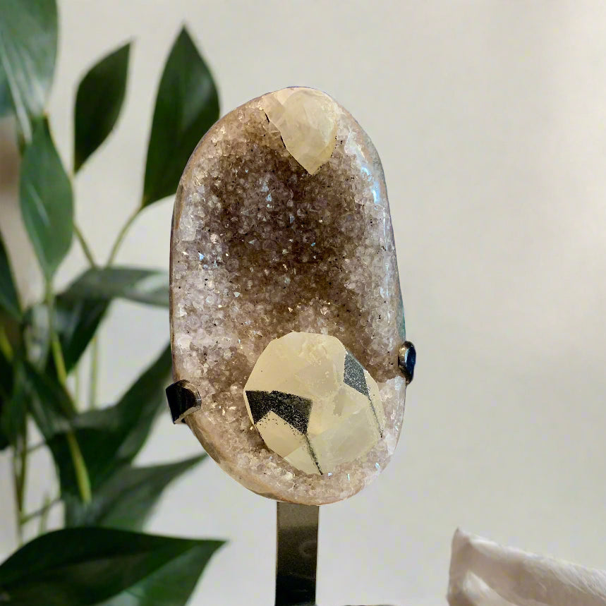 Mauve Lavender Quartz & Calcite Geode