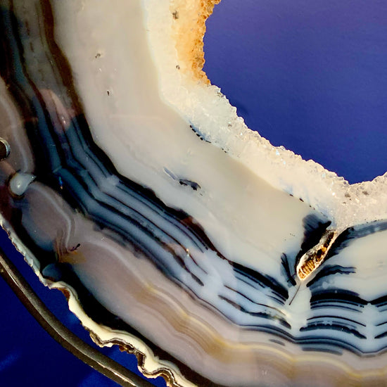 Blue Agate Slice With Dendrite & Quartz