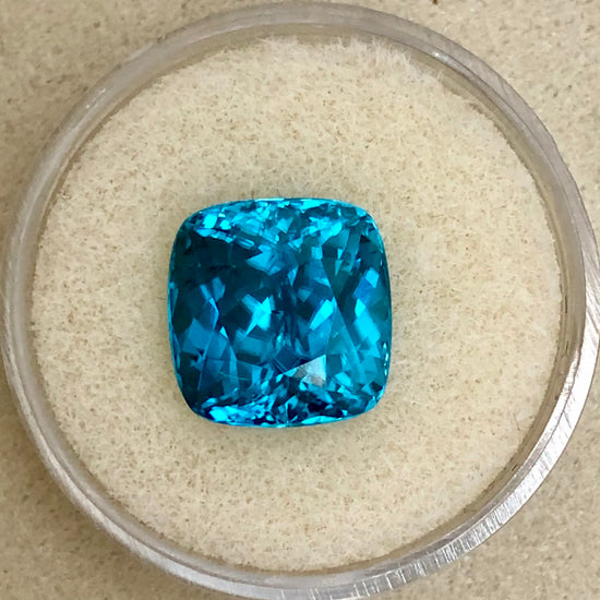 Cushion Cut Blue Zircon, 11.08ct
