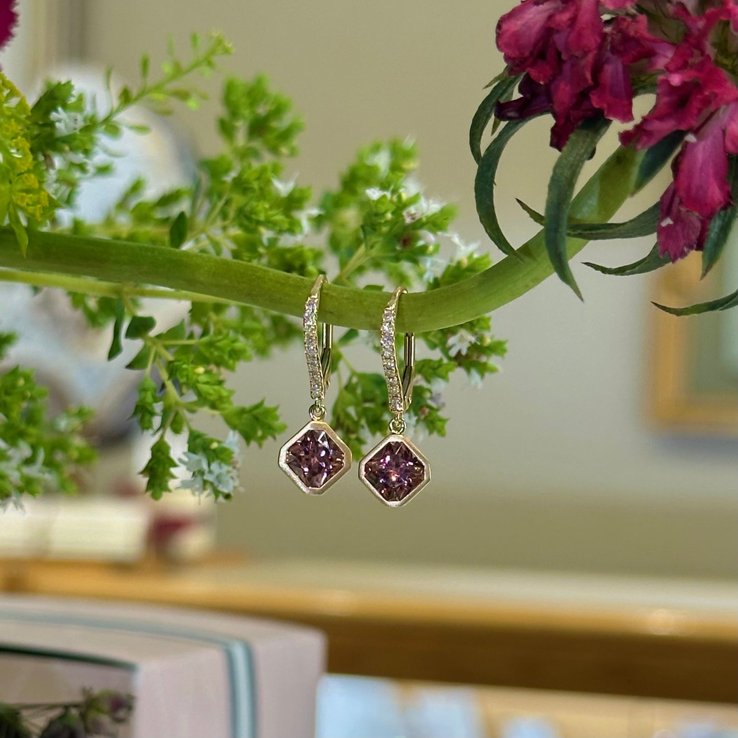 Diamond and Rose Zircon Dangles
