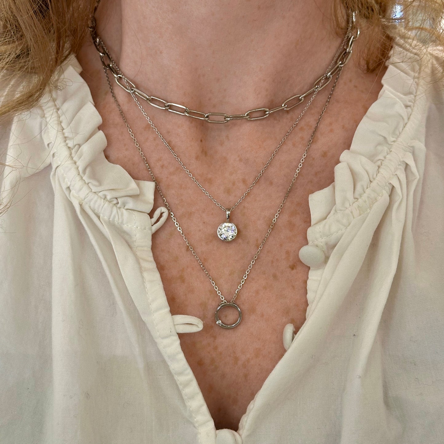 Cubic Zirconia Bezel Necklace