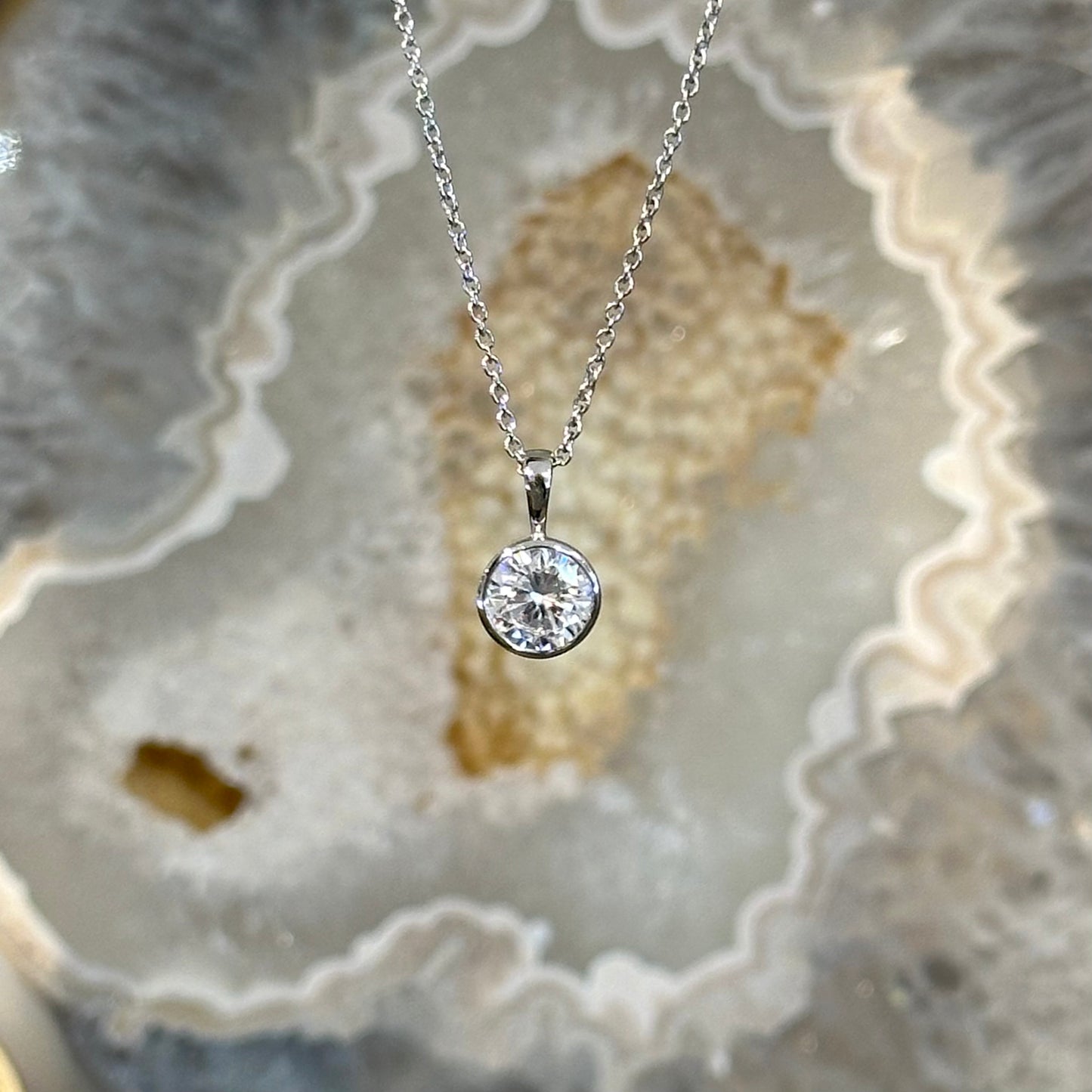 Cubic Zirconia Bezel Necklace