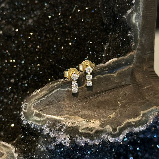 Three Stone Diamond Studs