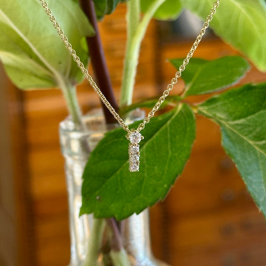 Four Stone Diamond Line Necklace
