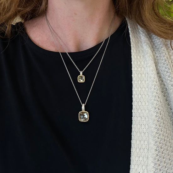 Grey CZ Solitaire Necklace