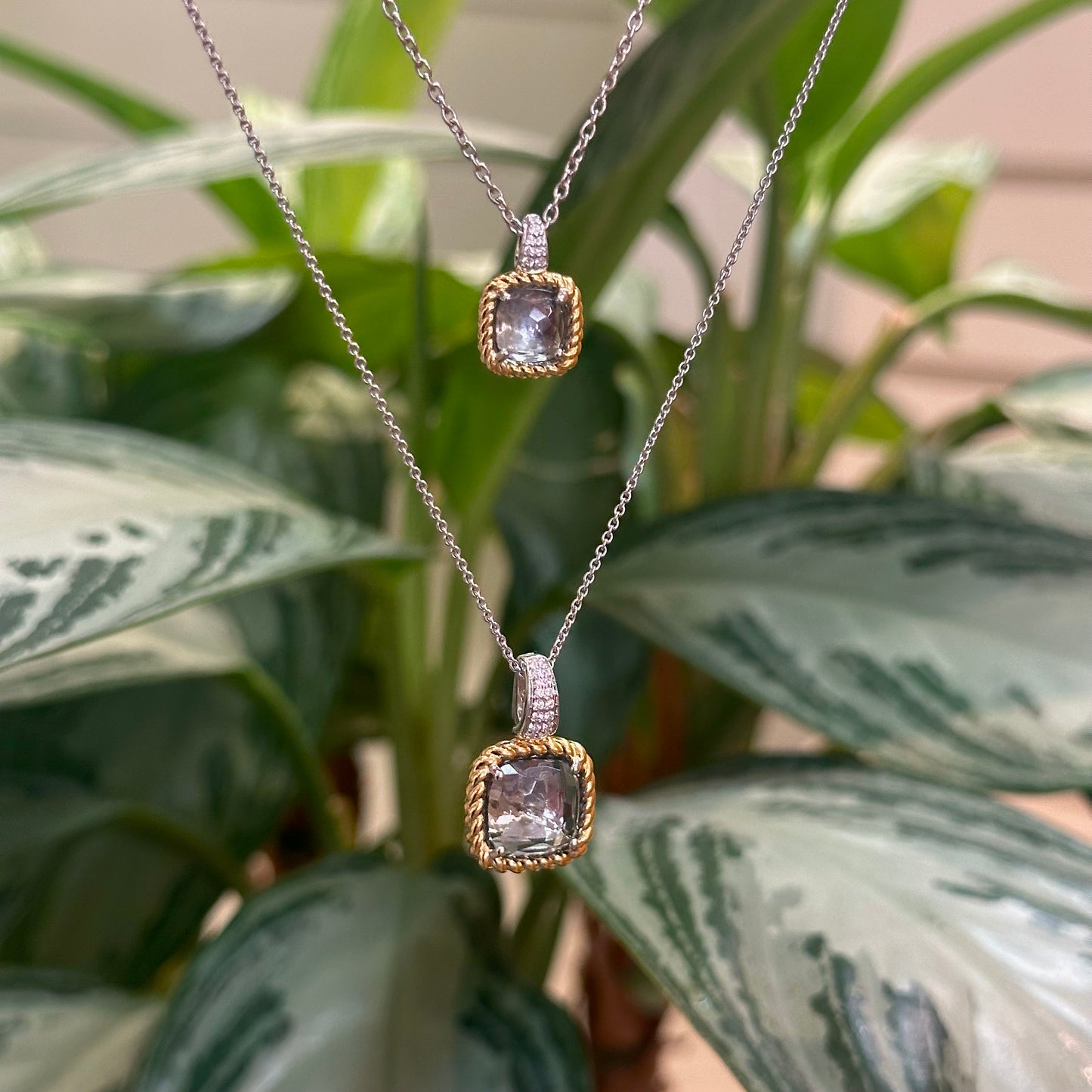 Grey CZ Solitaire Necklace