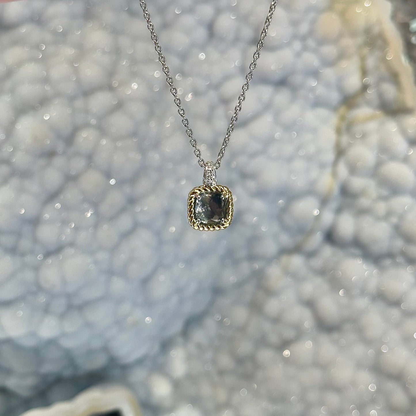 Grey CZ Solitaire Necklace