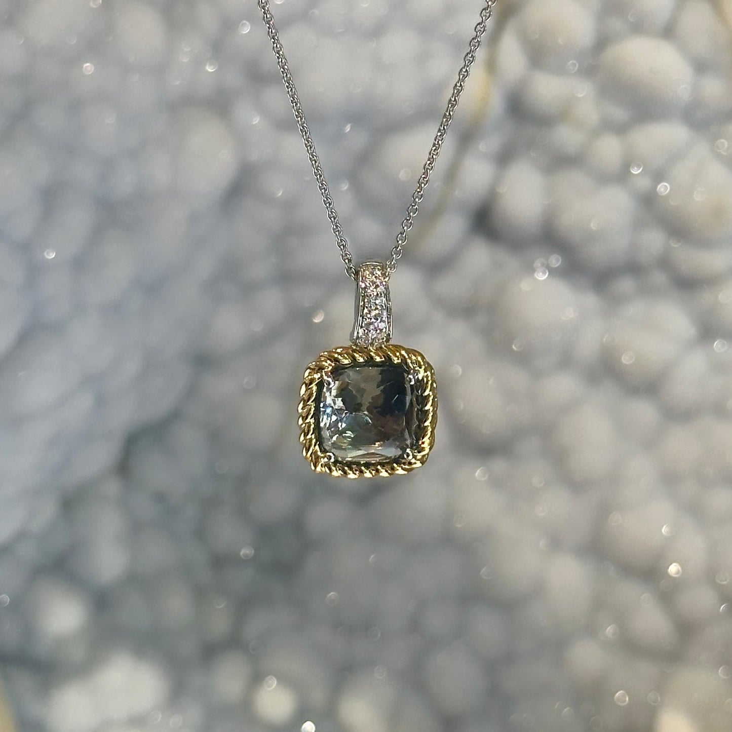 Grey CZ Solitaire Necklace