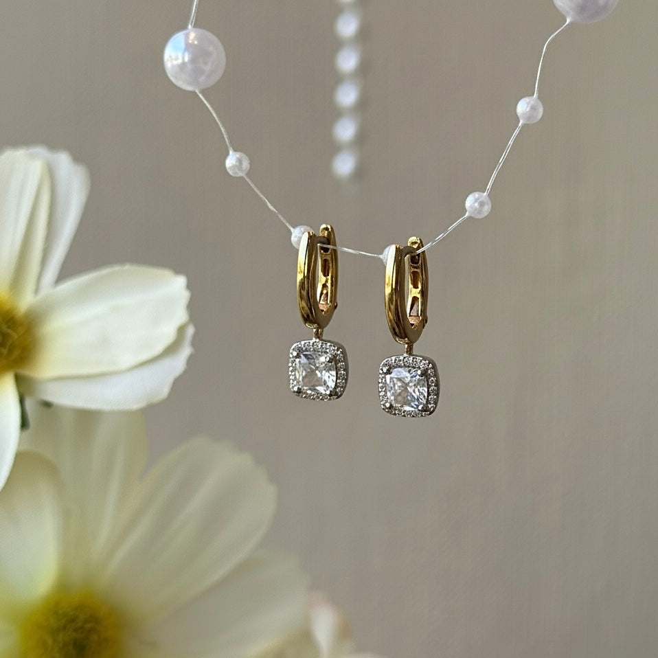 Cushion Halo Hoop Dangle