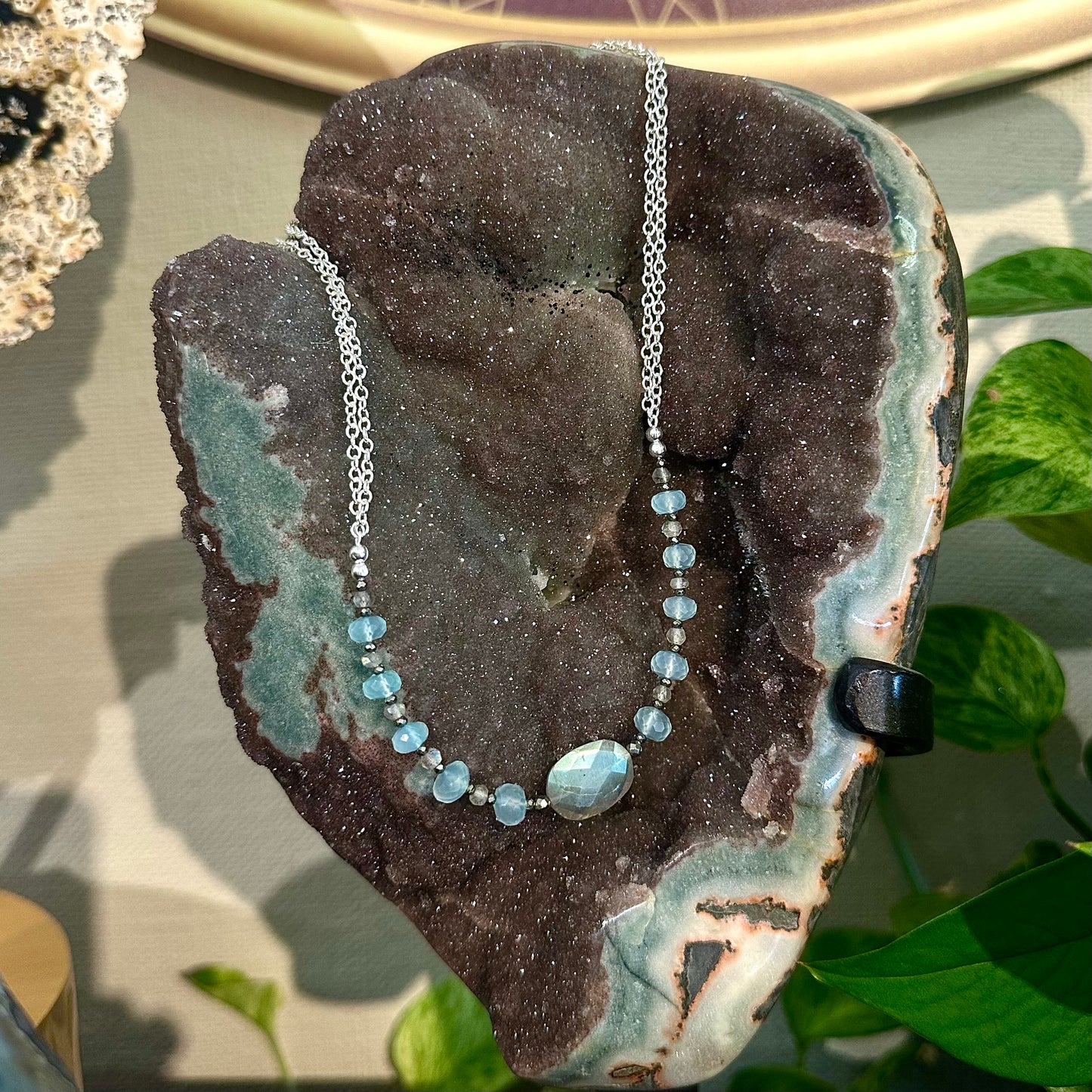 Mixed Gemstone Beaded Chain Necklace
