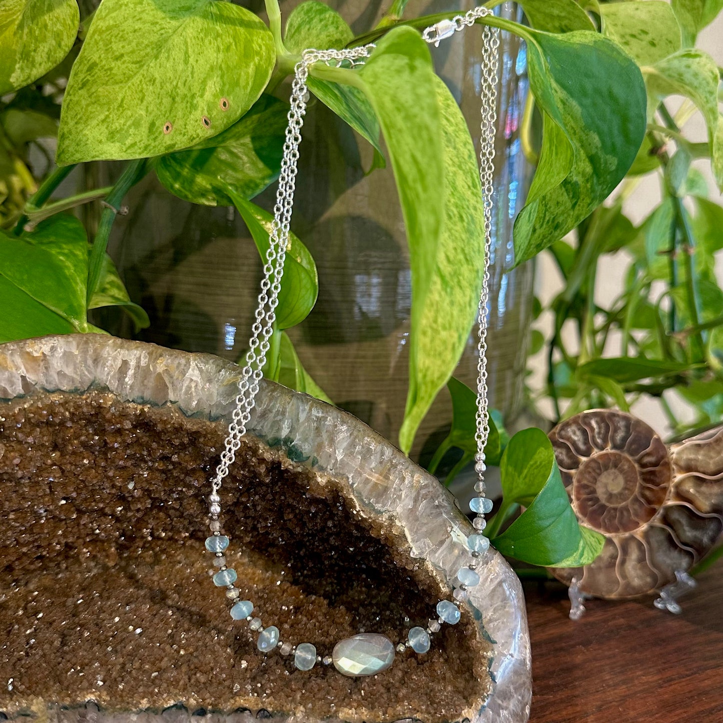 Mixed Gemstone Beaded Chain Necklace