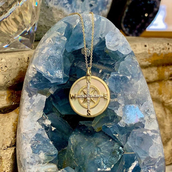 Compass Necklace with Mother of Pearl