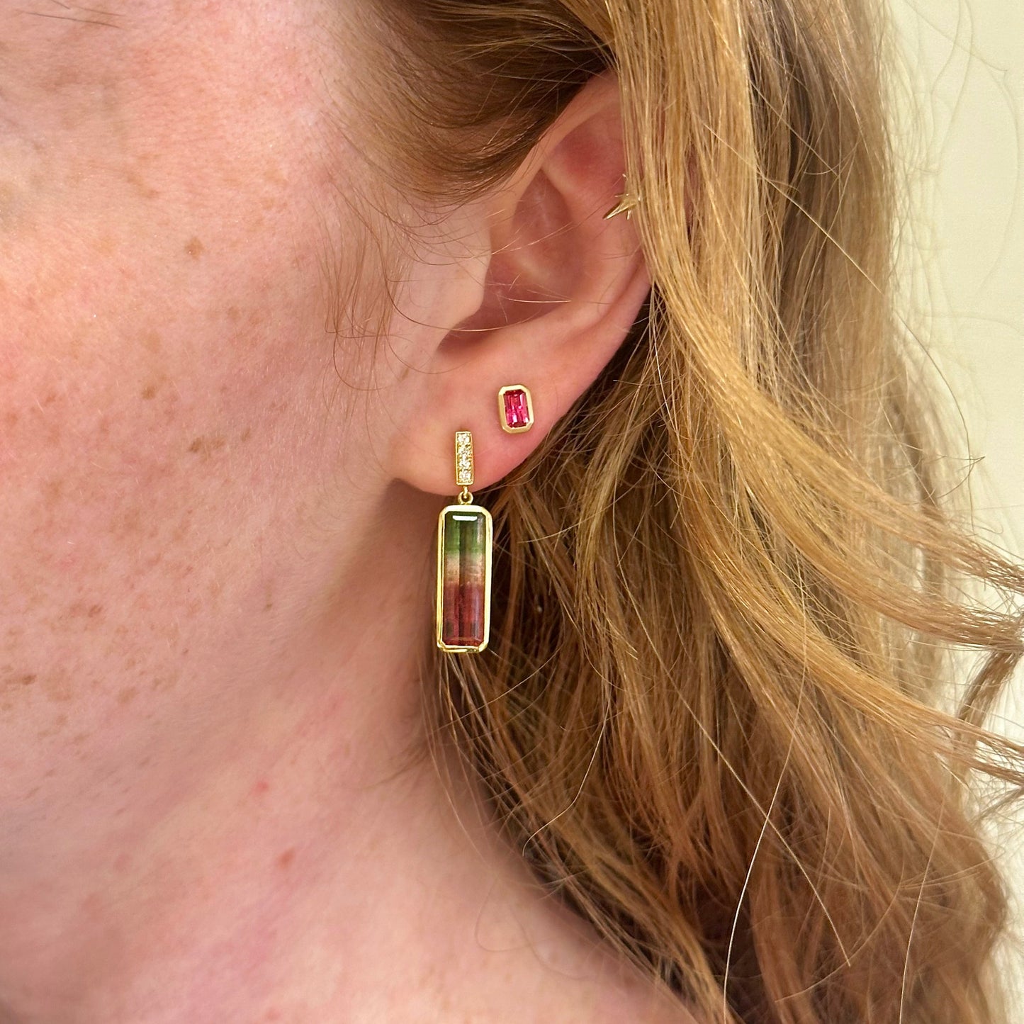 Radiant Cut Pink Spinel Studs