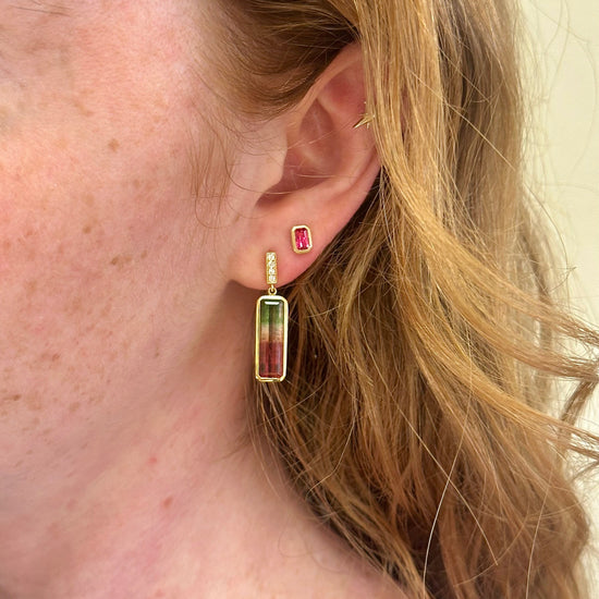 Radiant Cut Pink Spinel Studs