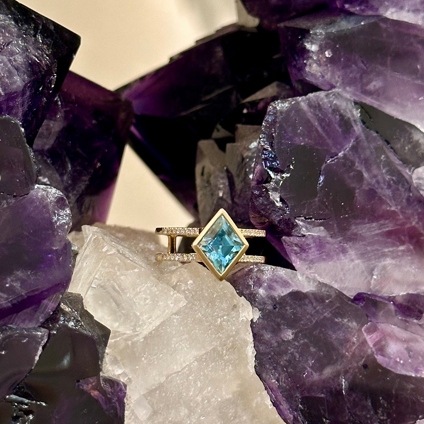 Blue Zircon Kite Ring