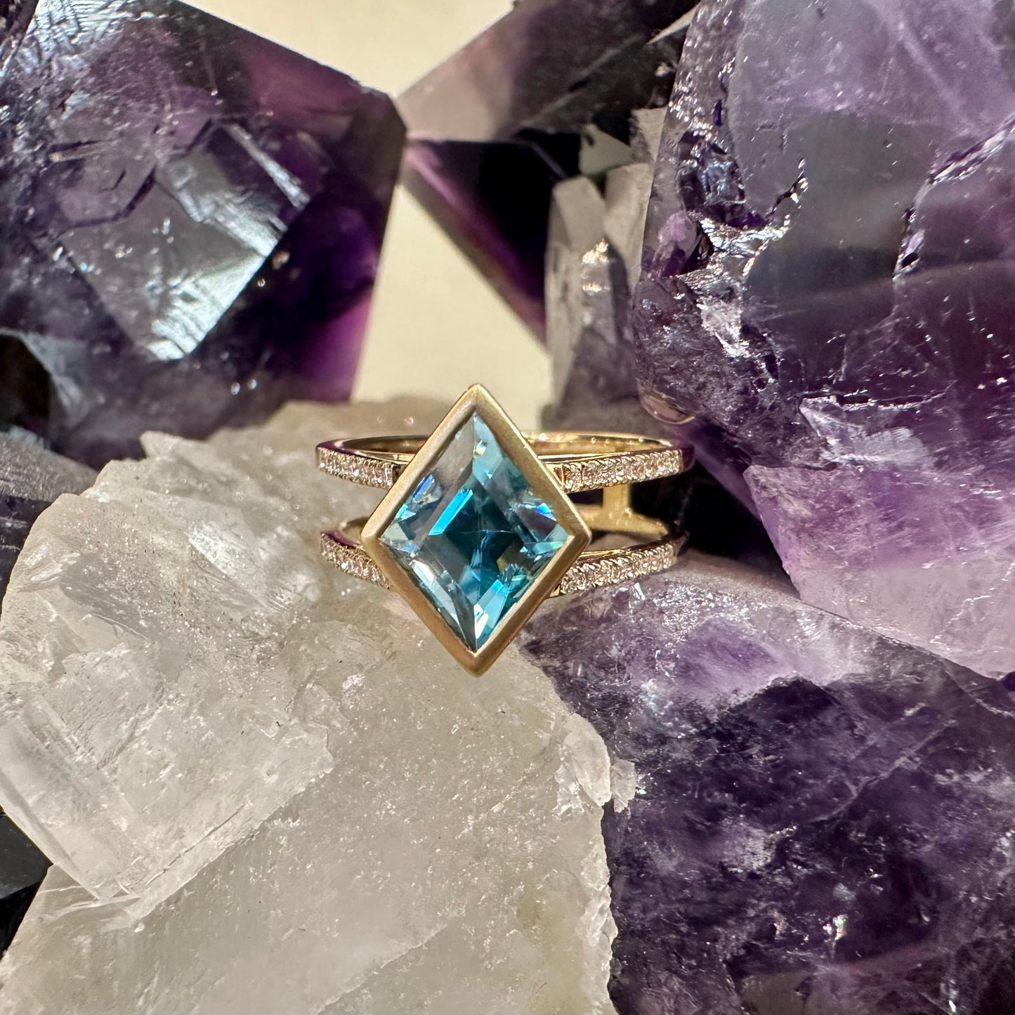Blue Zircon Kite Ring