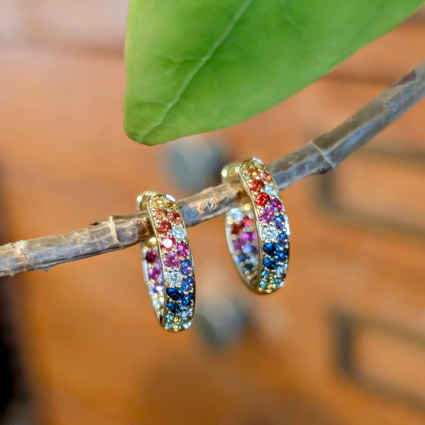 Rainbow pave hoops