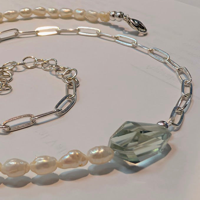 Pearl and Quartz Beaded Chain Necklace