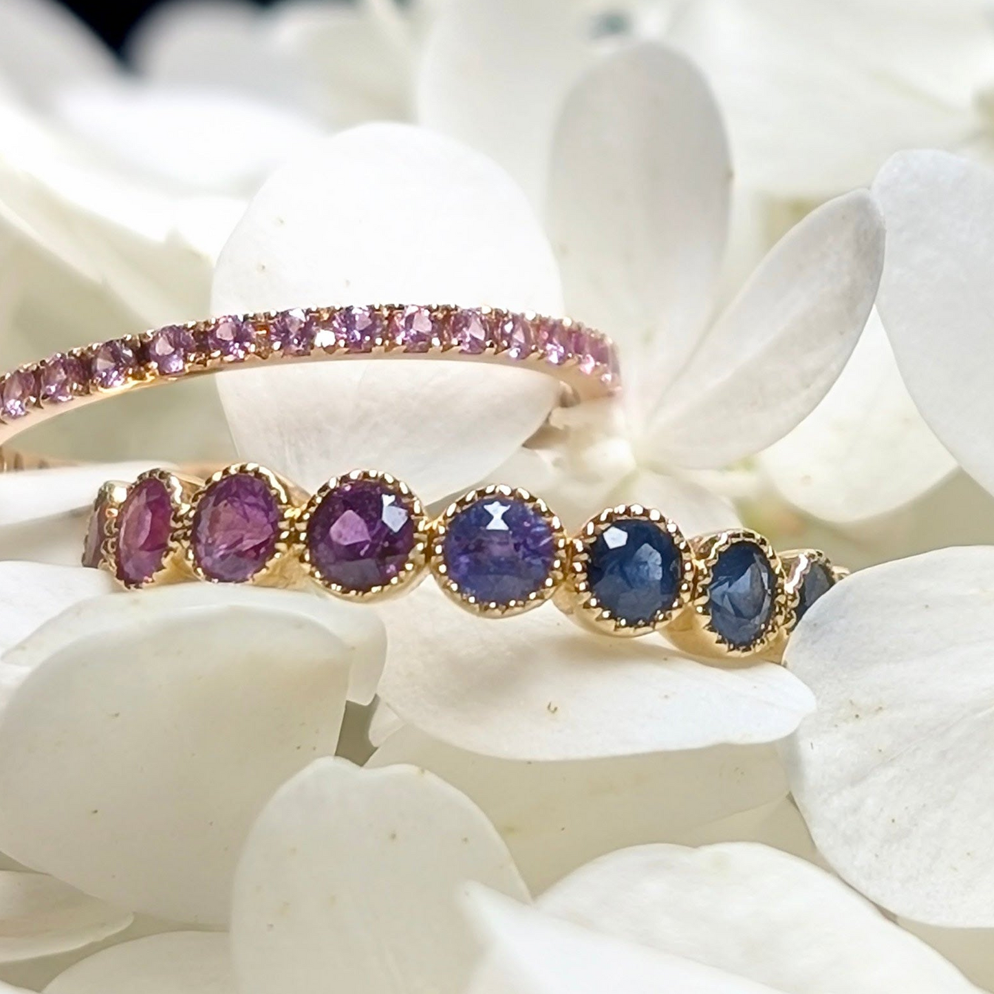 Rainbow Sapphire Eternity Band