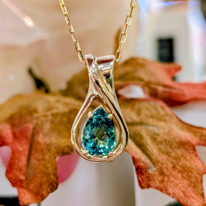 Carved Loop Pendant with Tourmaline