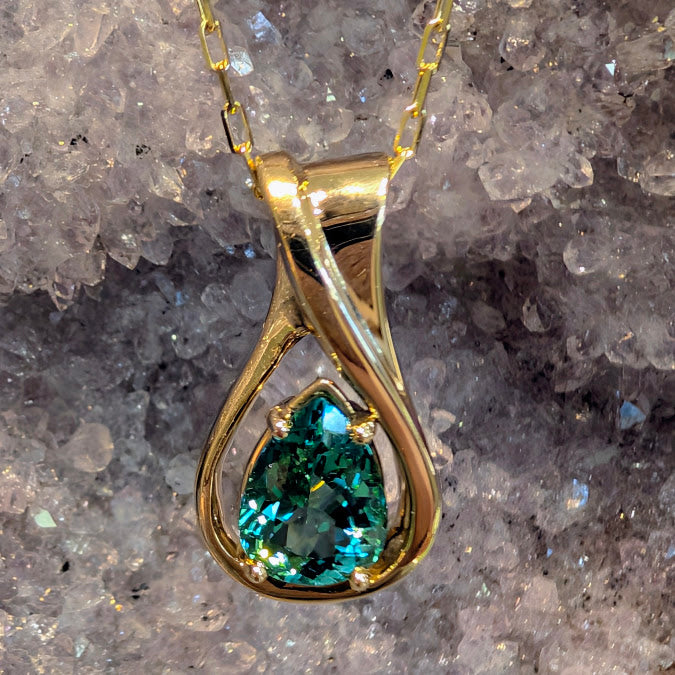 Carved Loop Pendant with Tourmaline