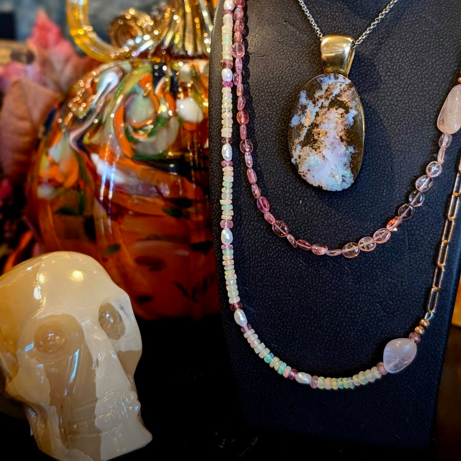 Pink Ombré Tourmaline Beaded Necklace