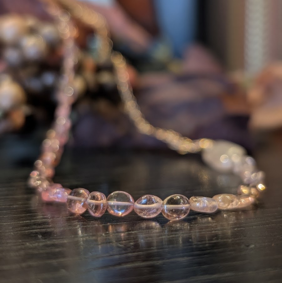 Pink Ombré Tourmaline Beaded Necklace