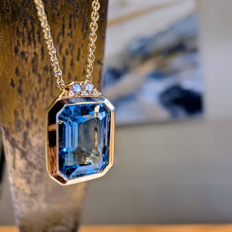 Bezel Topaz Slide with Pavé