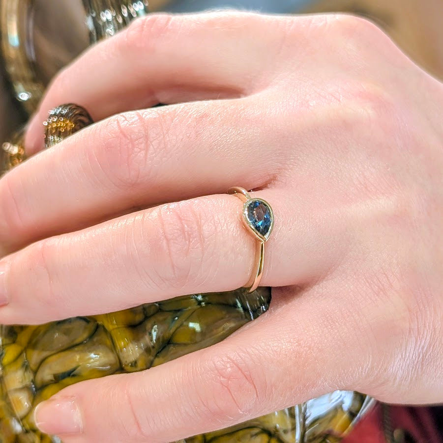 Horizontal Pear Topaz Ring