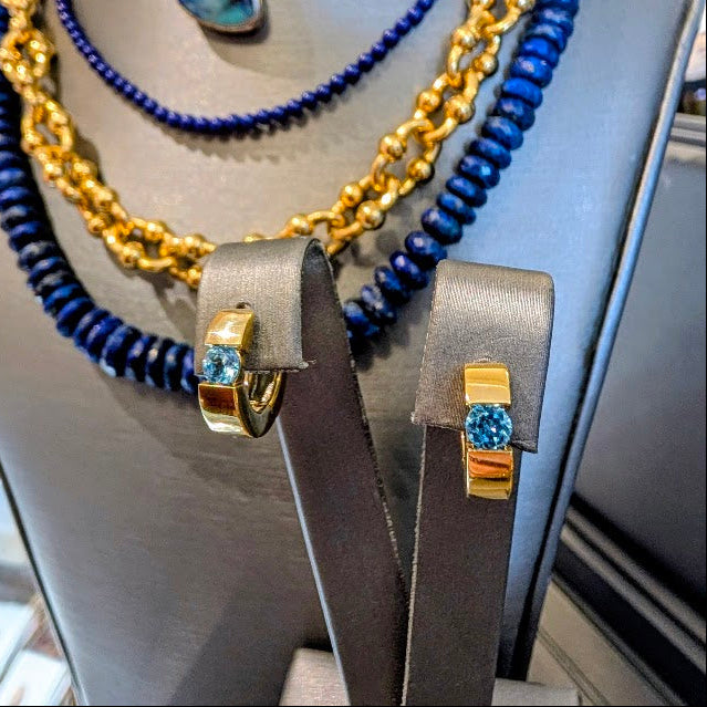 Blue Topaz 'Huggie' Hoops