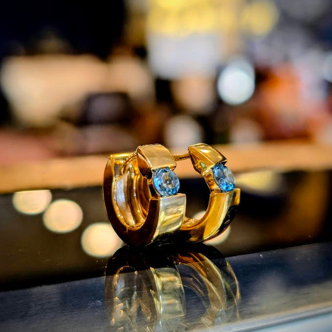 Blue Topaz 'Huggie' Hoops