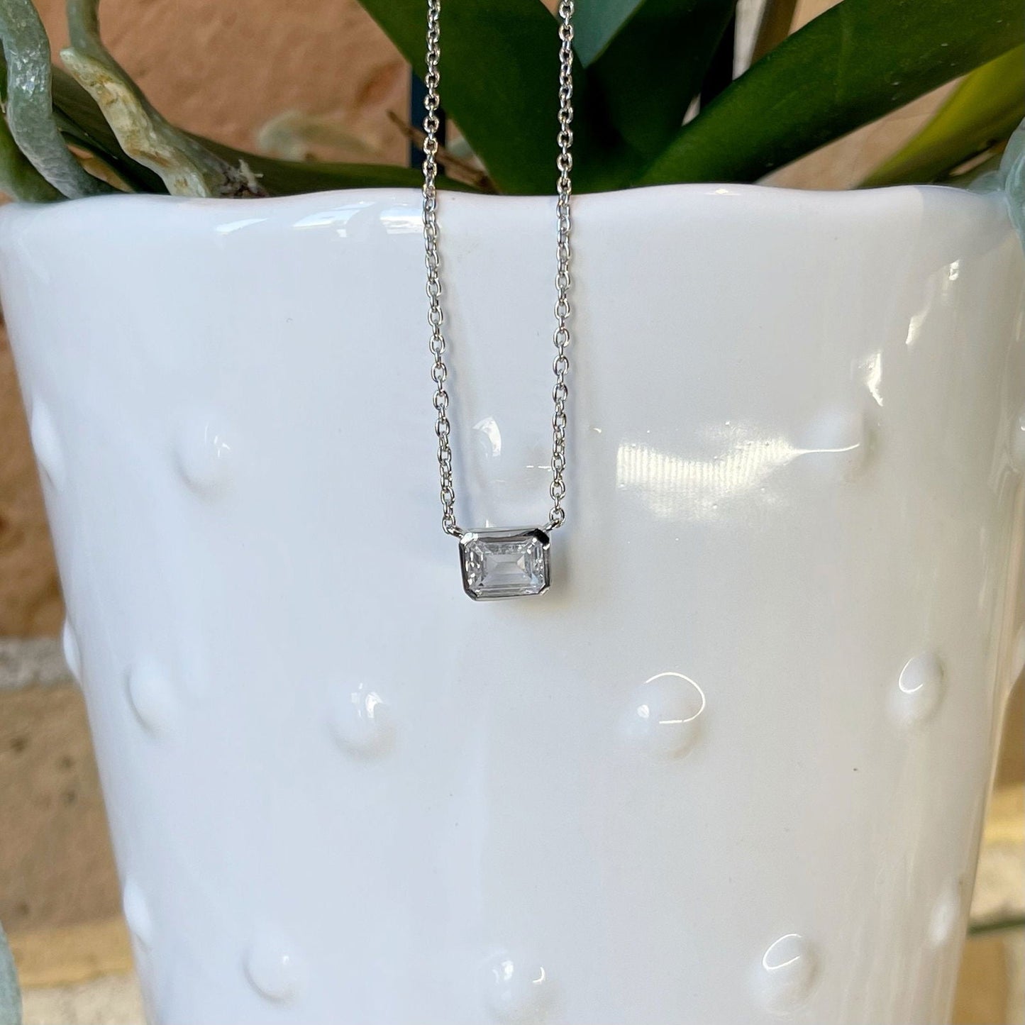 Emerald Cut CZ Necklace