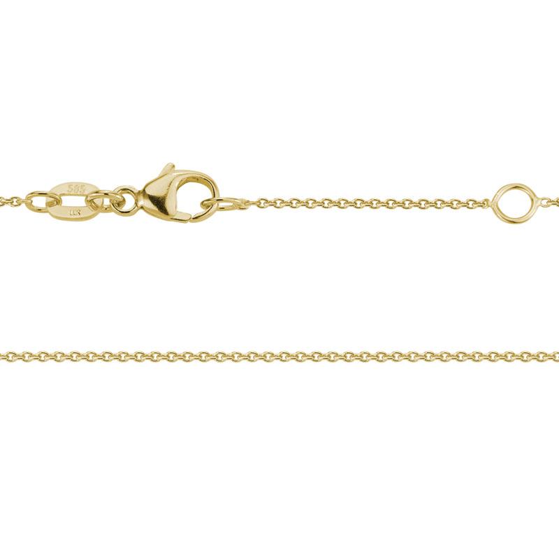 Photo of Adjustable Length Gold Cable Chain in a decorative scene, designed by -, available at Plumb Gold & Plumb Silver