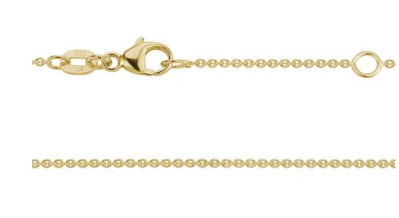 Photo of Adjustable Length Gold Cable Chain in a decorative scene, designed by -, available at Plumb Gold & Plumb Silver