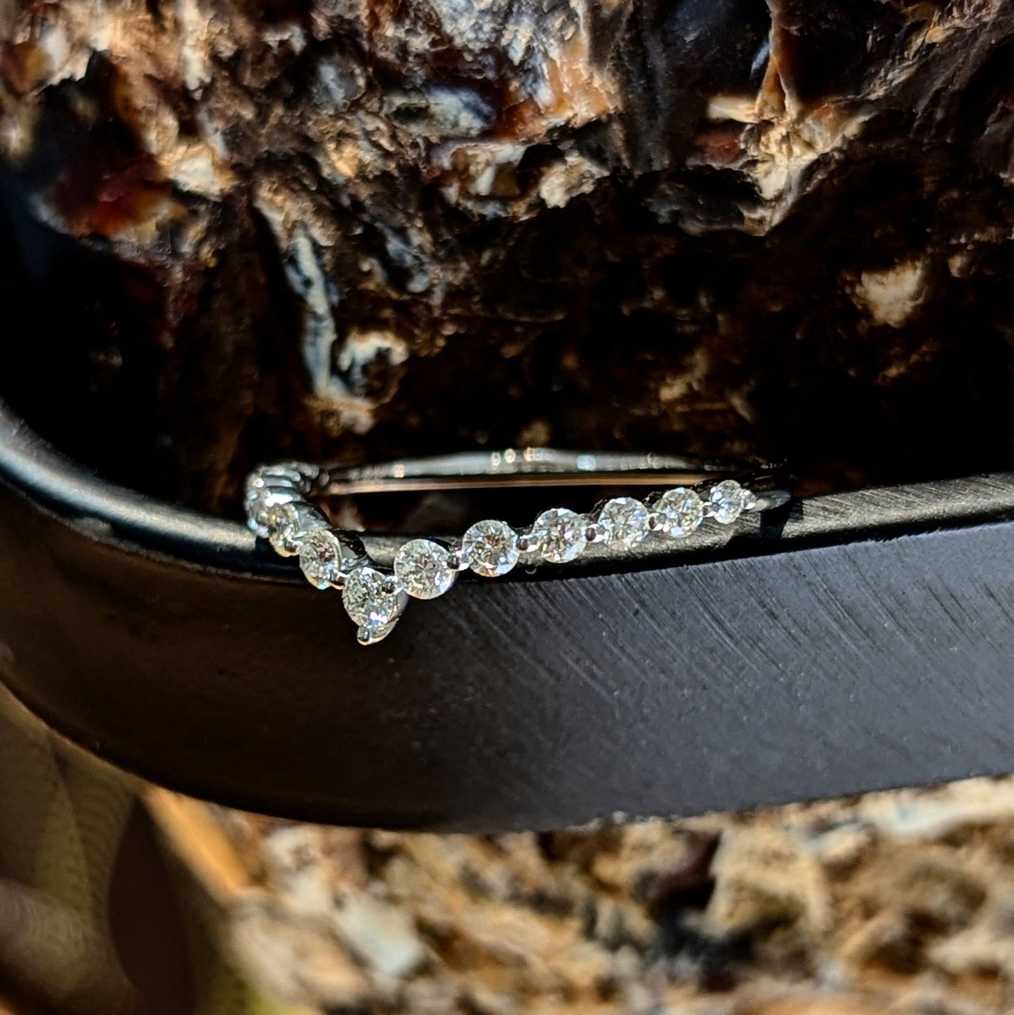 Photo of "Bernadette" Chevron Band in a decorative scene, designed by , available at Plumb Gold & Plumb Silver