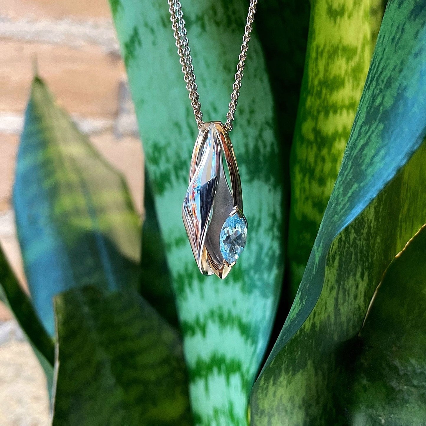 Blue topaz Marquise pendant