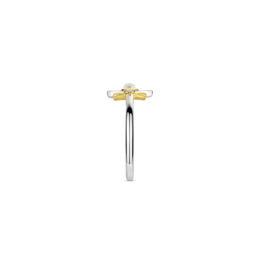 Photo of Celestial Star Ring in a decorative scene, designed by , available at Plumb Gold & Plumb Silver
